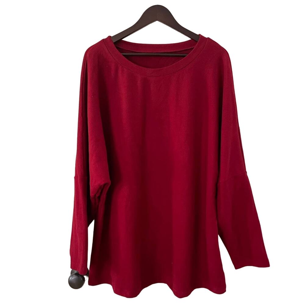 Red fleece dolman sleeve shirt